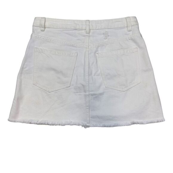 Free People Skirt Women's 27 White Front Zip Denim Jean Short Mini Skirt - Picture 2 of 8
